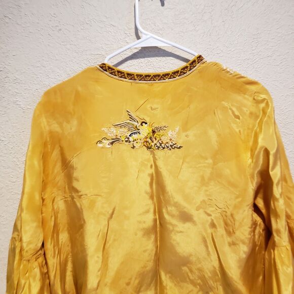 Sundance Catalog Yellow Embroidered Bird “Golden Hopes Top” Size PM $158 - Picture 8 of 11
